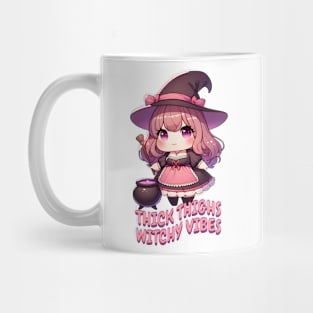 Thick Thighs Witchy Vibes Cute Kawaii Chubby Witch Mug